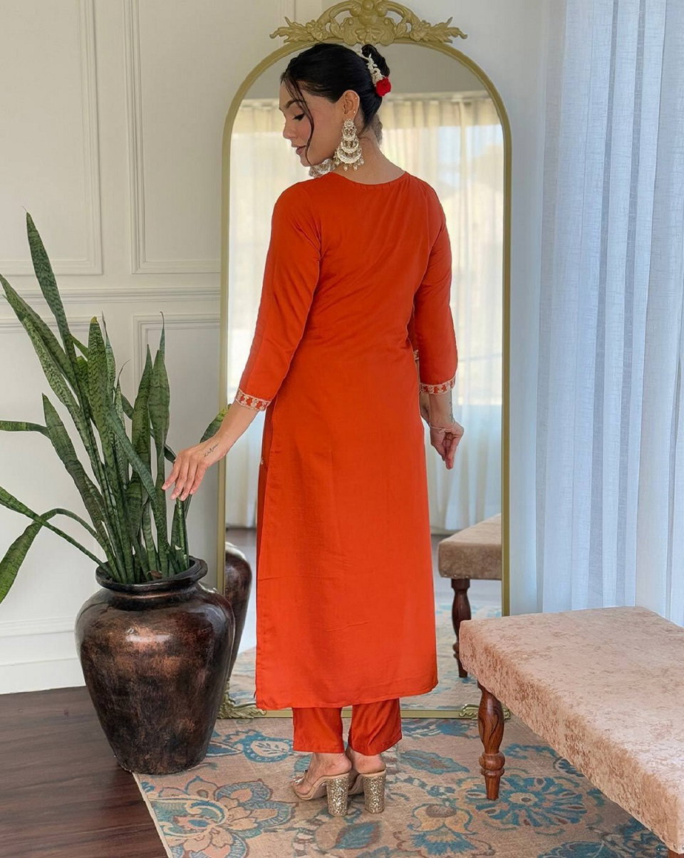 Navya Kurti 114 Party Wear Embroidery Worked Silk Blend Kurti with Pant and Dupatta Set 