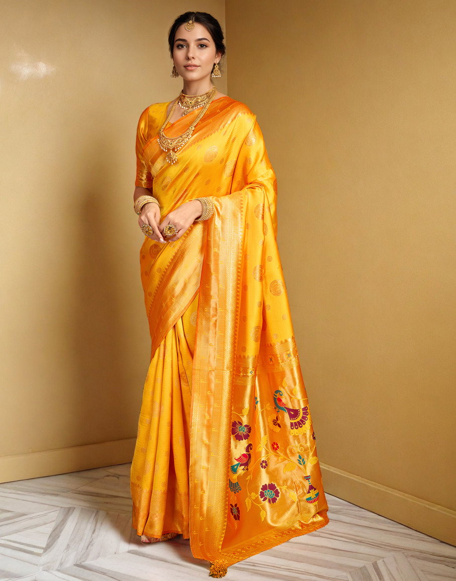Meera 295 Party Wear Zari Weaving Worked Paithani Silk Saree with Un Stitched Blouse