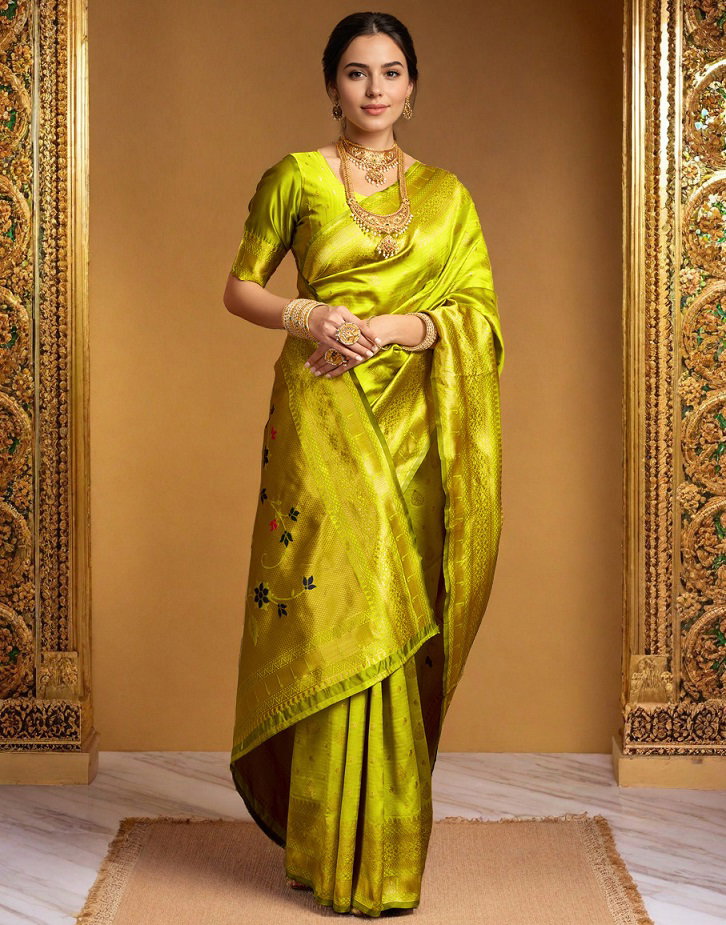 Meera 295 Party Wear Zari Weaving Worked Paithani Silk Saree with Un Stitched Blouse