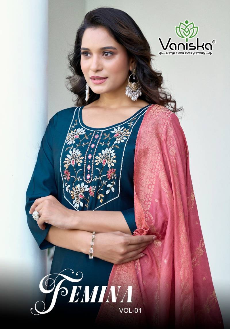Vaniska Femina Vol 1 Heavy Hand Work Kurti Bottom With Duppata collection