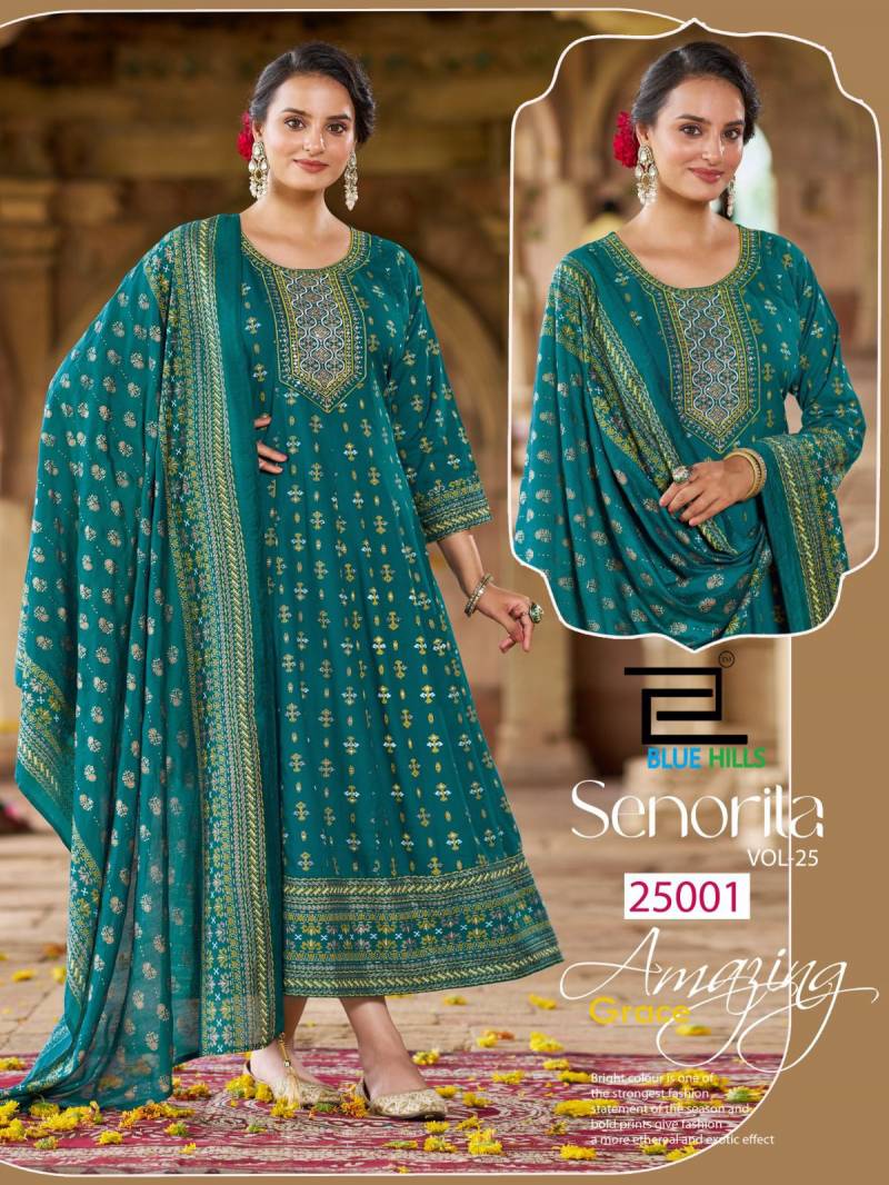 Blue Hills Senorita Vol 25 Anarkali Gown With Dupatta Collection