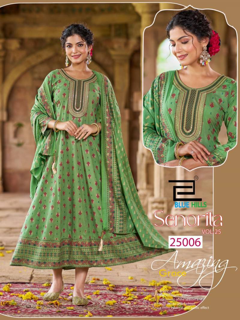 Blue Hills Senorita Vol 25 Anarkali Gown With Dupatta Collection