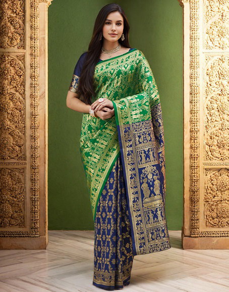 Meera 296 Party Wear Zari Weaving Worked Paithani Silk Saree with Un Stitched Blouse
