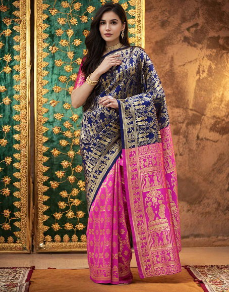 Meera 296 Party Wear Zari Weaving Worked Paithani Silk Saree with Un Stitched Blouse