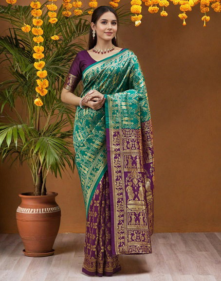 Meera 296 Party Wear Zari Weaving Worked Paithani Silk Saree with Un Stitched Blouse