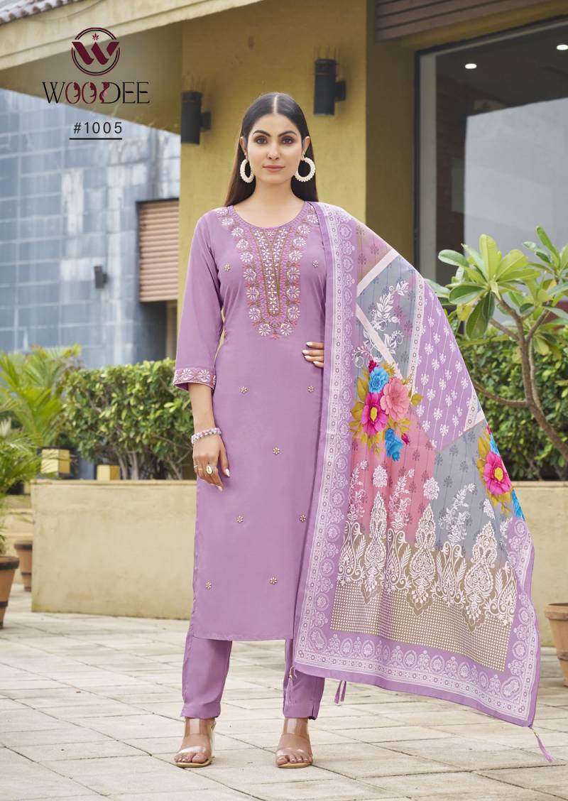 Woodee Apsara Rayon Printed Kurti Sets Collection
