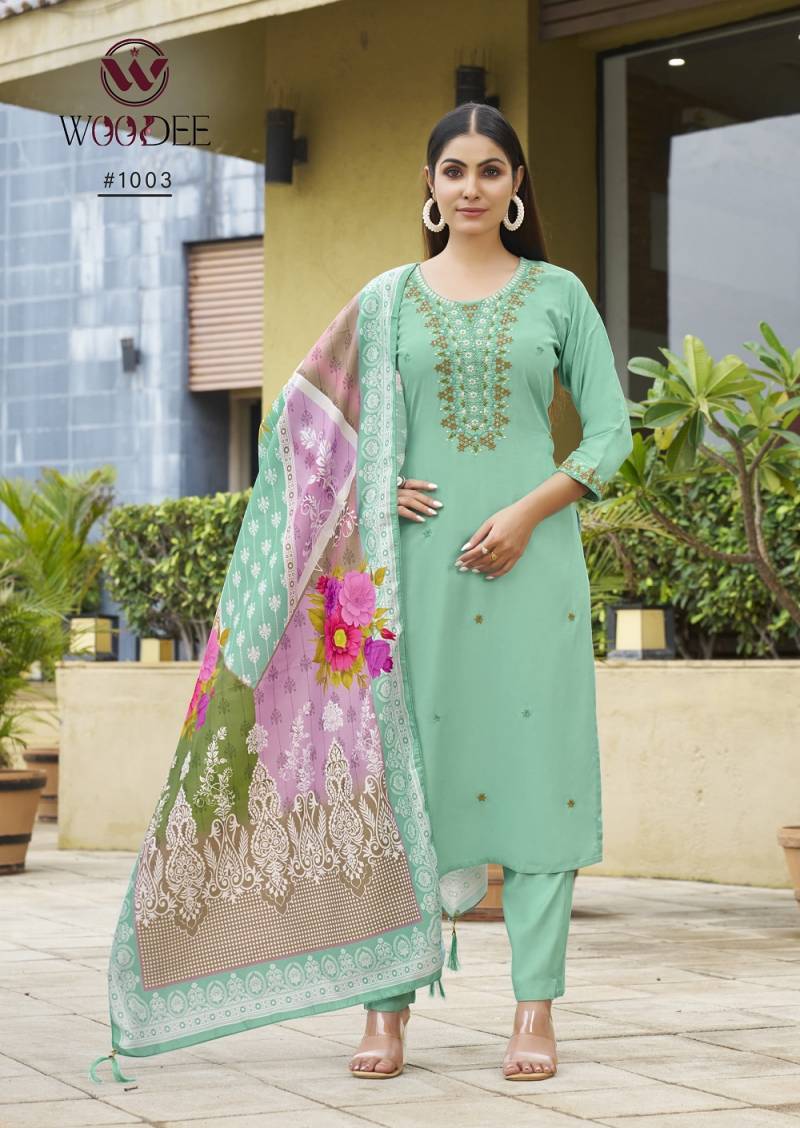 Woodee Apsara Rayon Printed Kurti Sets Collection