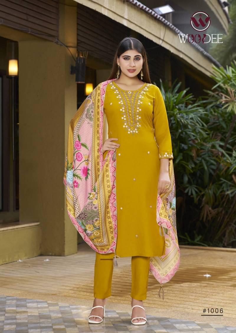Woodee Apsara Rayon Printed Kurti Sets Collection