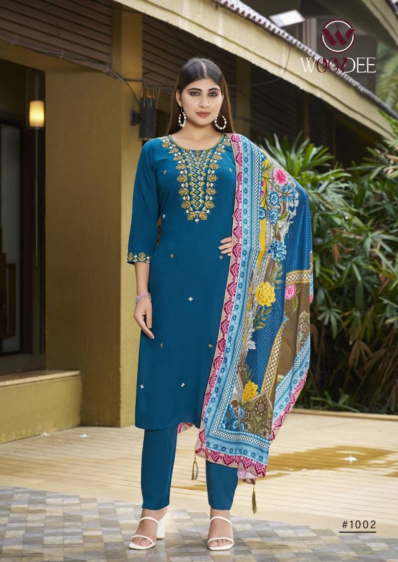Woodee Apsara Rayon Printed Kurti Sets Collection