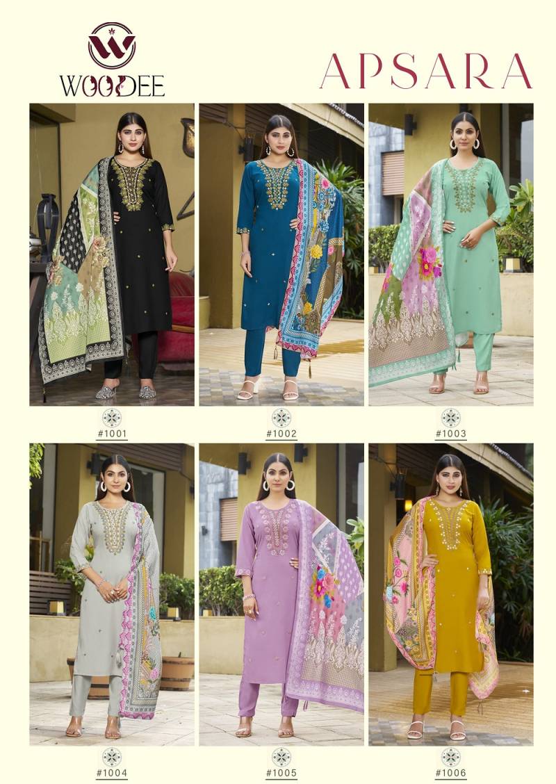 Woodee Apsara Rayon Printed Kurti Sets Collection