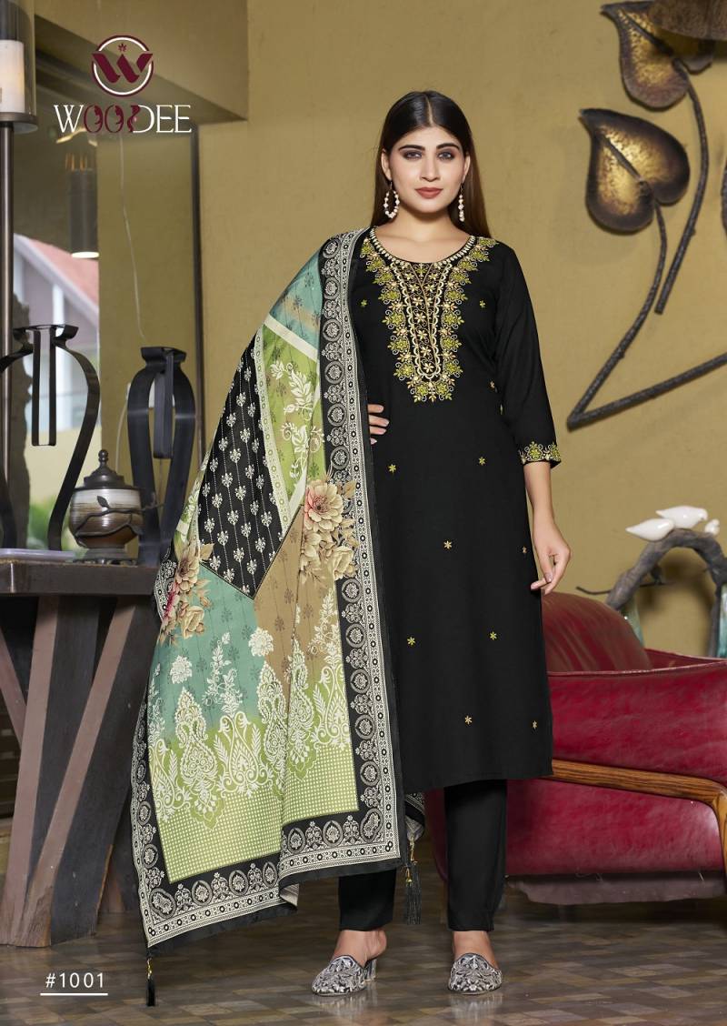 Woodee Apsara Rayon Printed Kurti Sets Collection