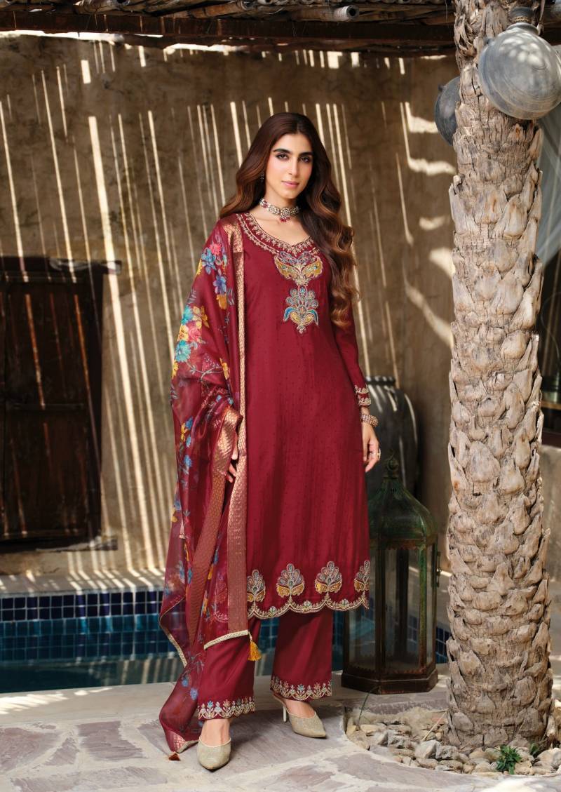Lily And Lali Rose Designer Shimmer Silk Suits Collection