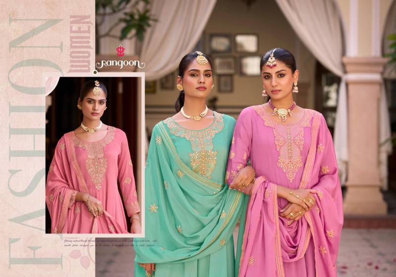 Rangoon Raksha Silk With Embroidery Readymade Suit