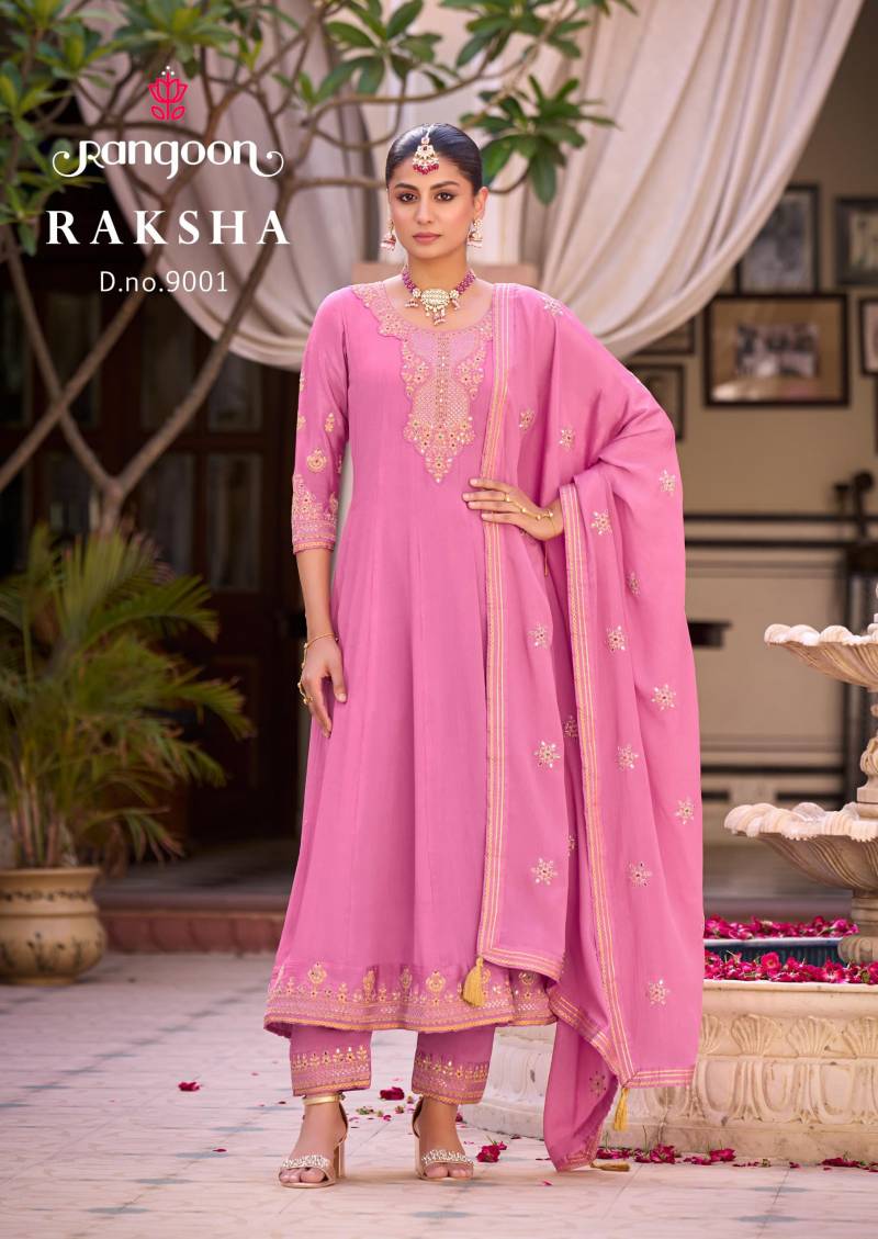 Rangoon Raksha Silk With Embroidery Readymade Suit