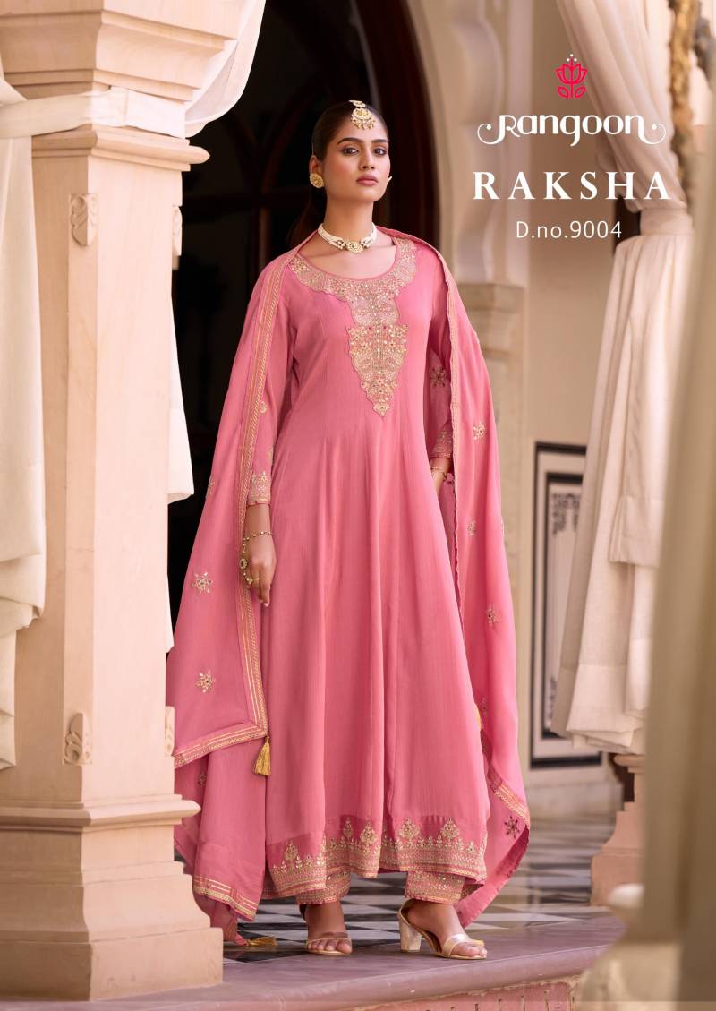 Rangoon Raksha Silk With Embroidery Readymade Suit