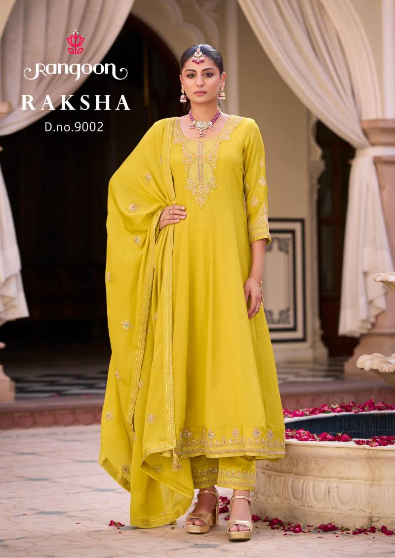 Rangoon Raksha Silk With Embroidery Readymade Suit