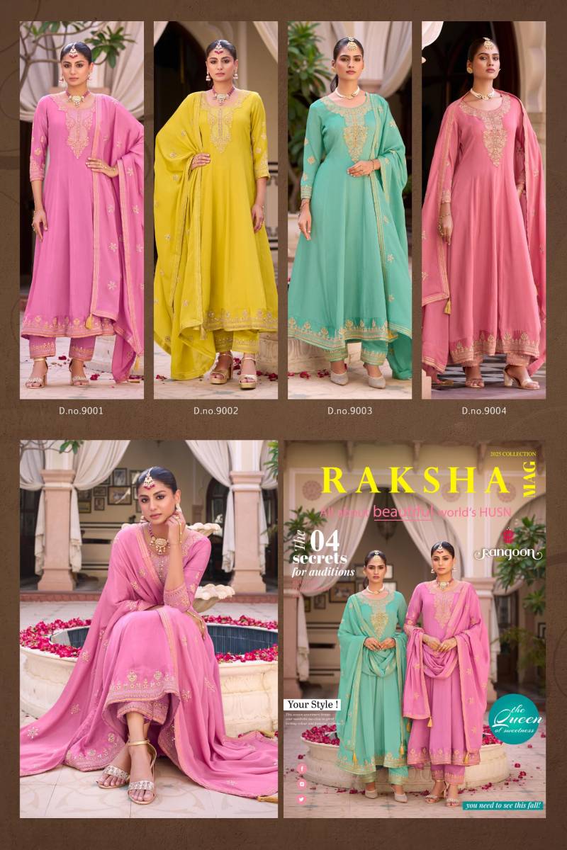 Rangoon Raksha Silk With Embroidery Readymade Suit