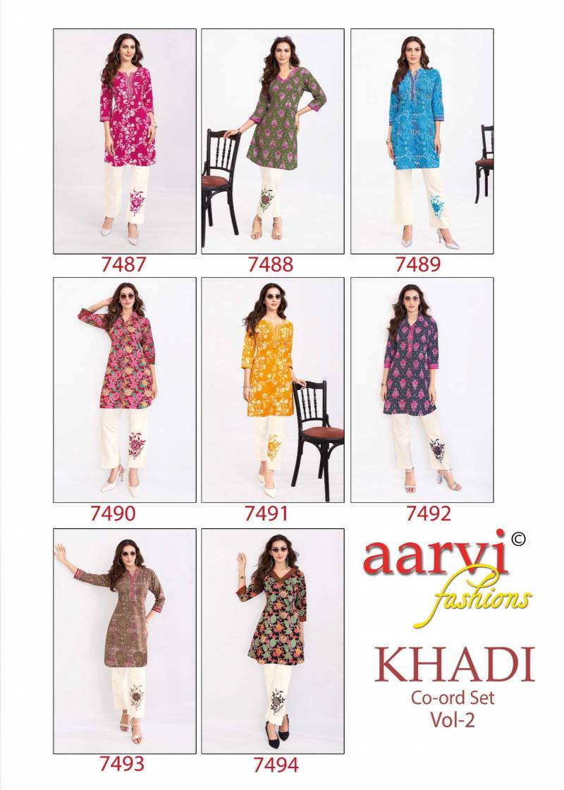 Aarvi Khadi Co Ord Set Vol 2 Pure Cotton Flex Printed Co ord set collection