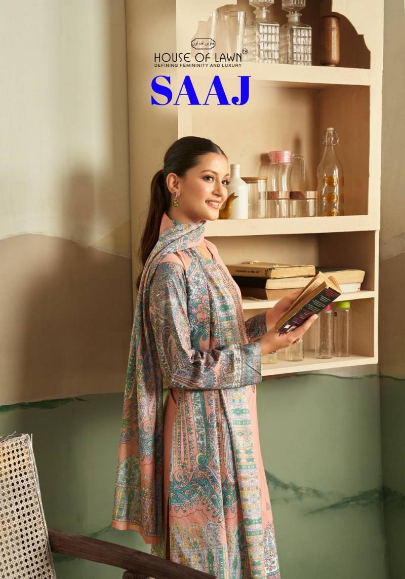 House Of Lawn Saaj Jam Satin Embroidery Pakistani Suits