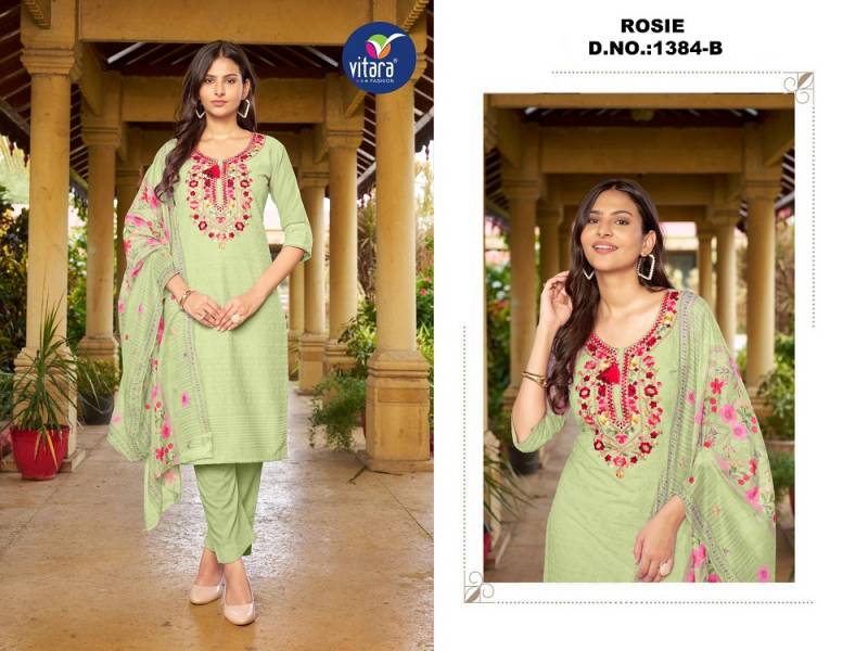 Vitara Rosie Cambric Cotton Kurti Bottom With Dupatta
