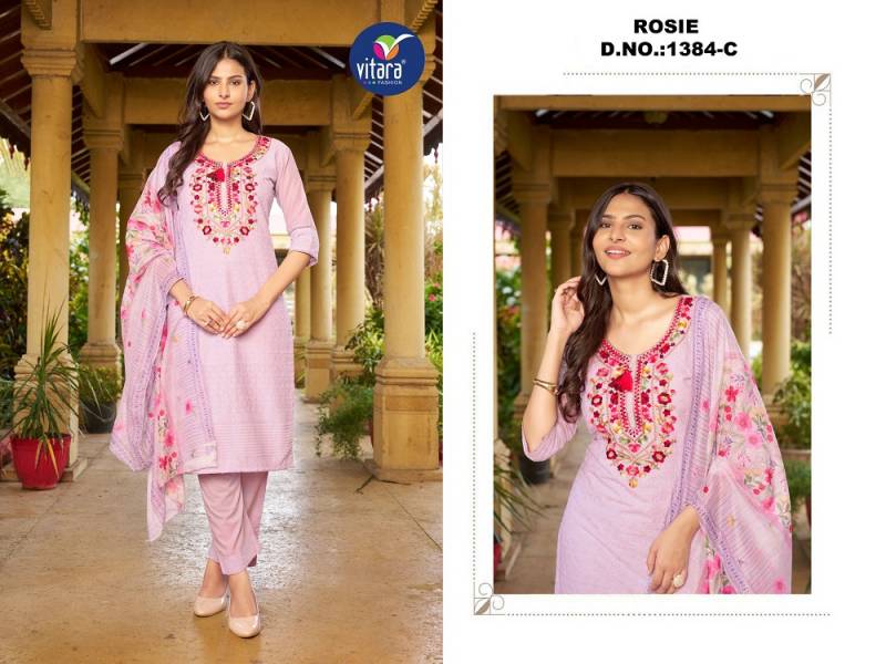 Vitara Rosie Cambric Cotton Kurti Bottom With Dupatta