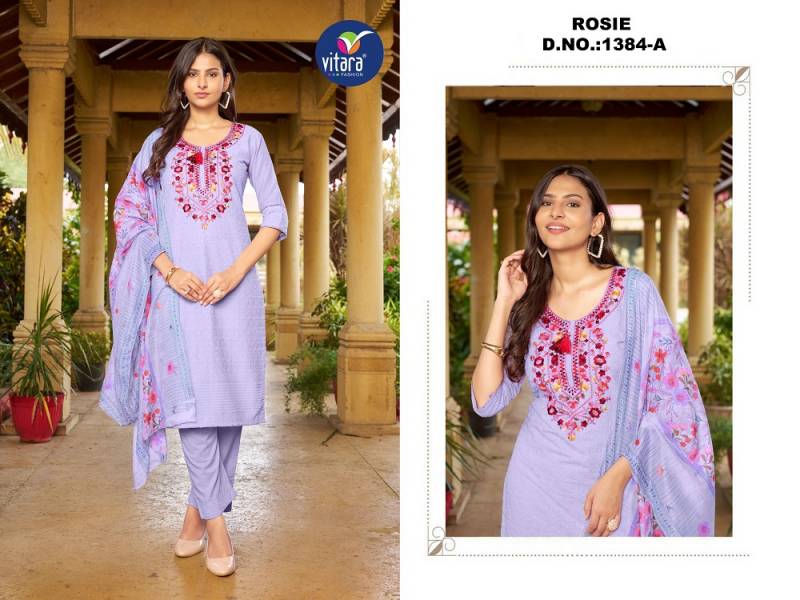 Vitara Rosie Cambric Cotton Kurti Bottom With Dupatta