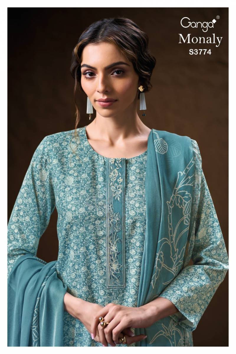 Ganga Monaly Cotton Satin Printed Salwar Kameez