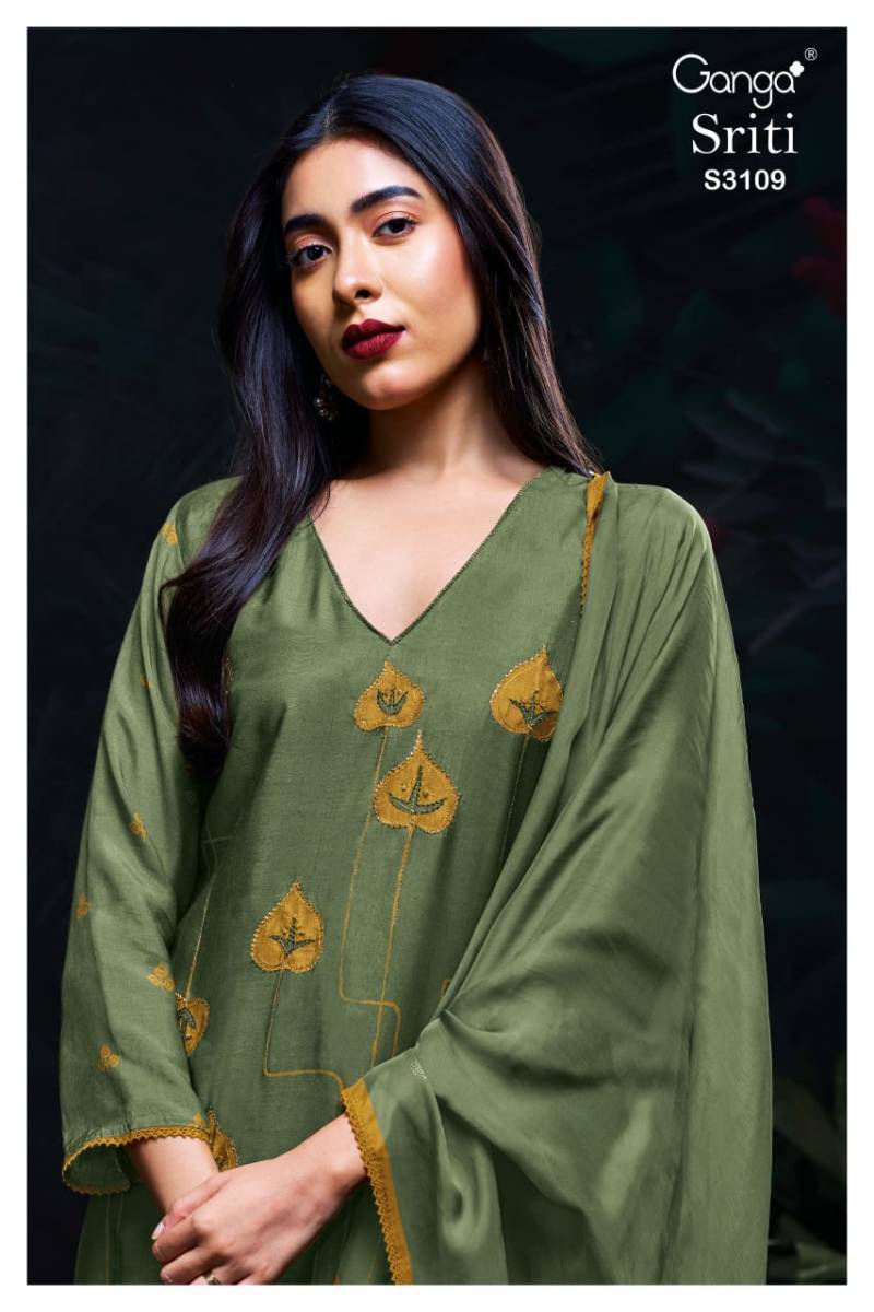 Ganga Sriti S3109 Premium Silk Dress Material collection