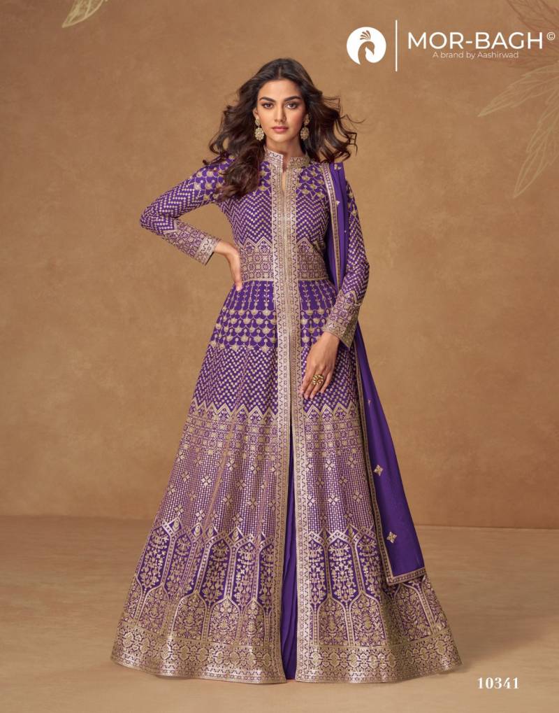 Ashirwad Mor Bagh Almirah Designer Georgette Gown With Dupatta