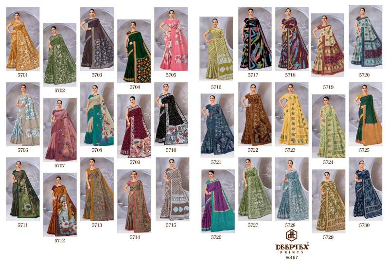 Deeptex Mother India Vol 57 Cotton Printed Saree Collection