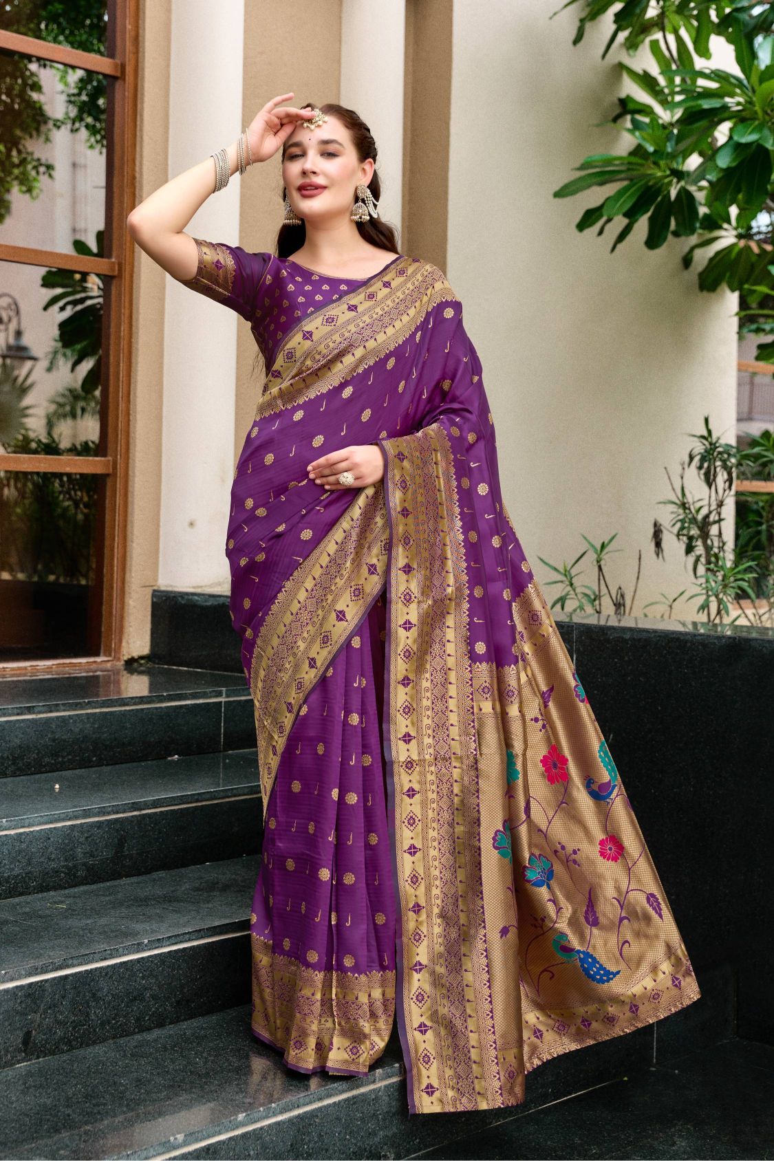 Meera 298 Party Wear Zari Weaving Worked Paithani Silk Saree with Un Stitched Blouse