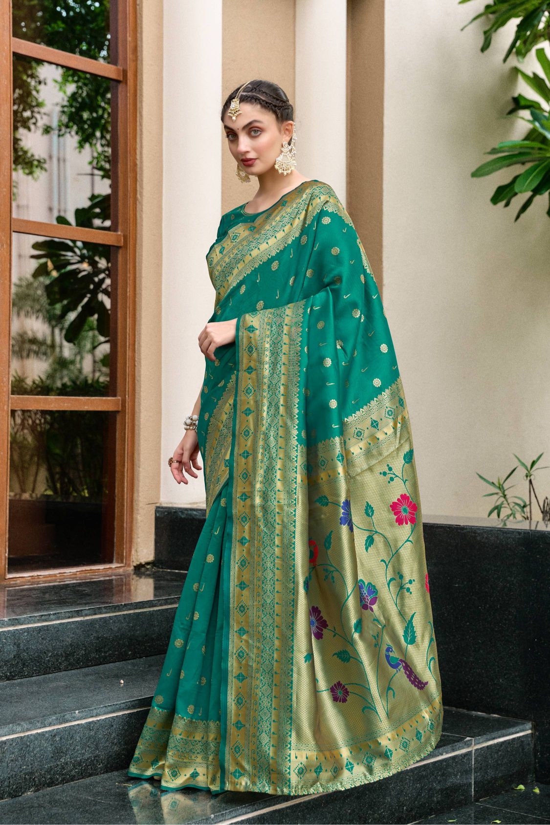 Meera 298 Party Wear Zari Weaving Worked Paithani Silk Saree with Un Stitched Blouse