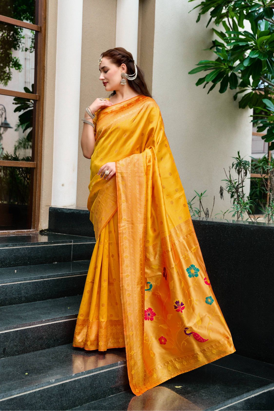 Meera 298 Party Wear Zari Weaving Worked Paithani Silk Saree with Un Stitched Blouse