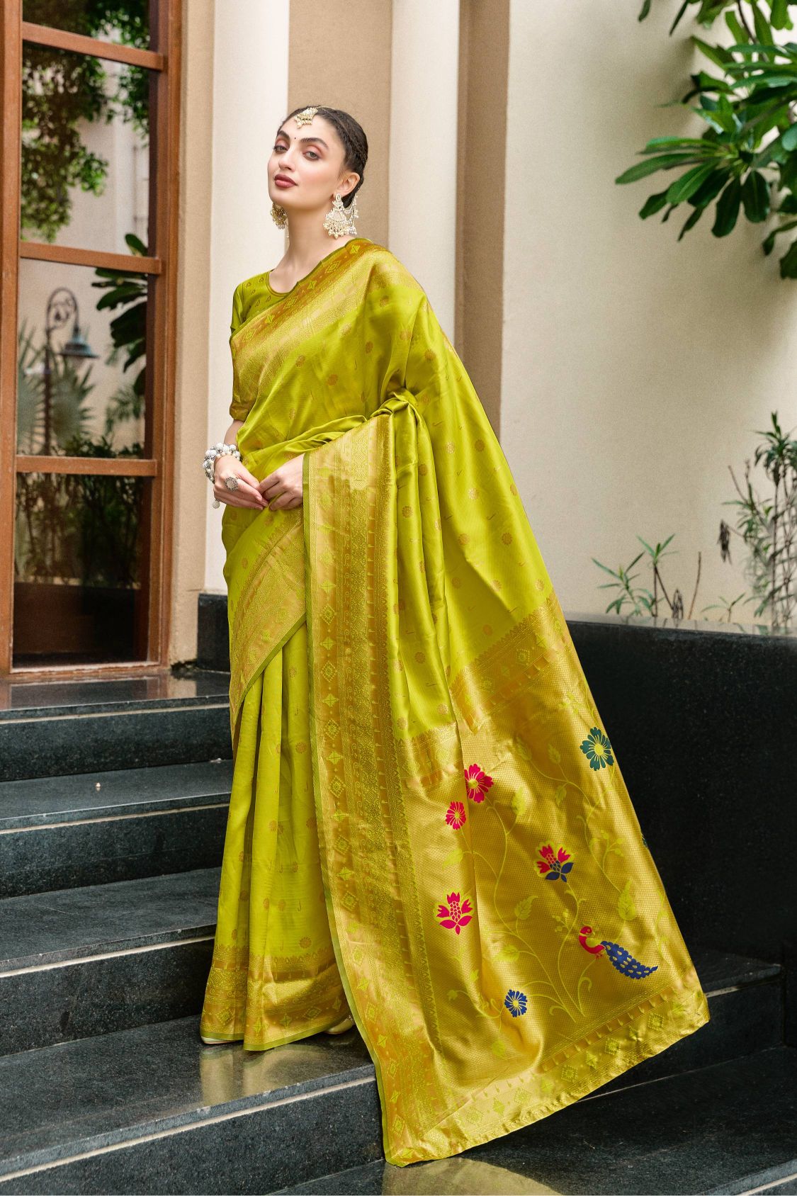 Meera 298 Party Wear Zari Weaving Worked Paithani Silk Saree with Un Stitched Blouse