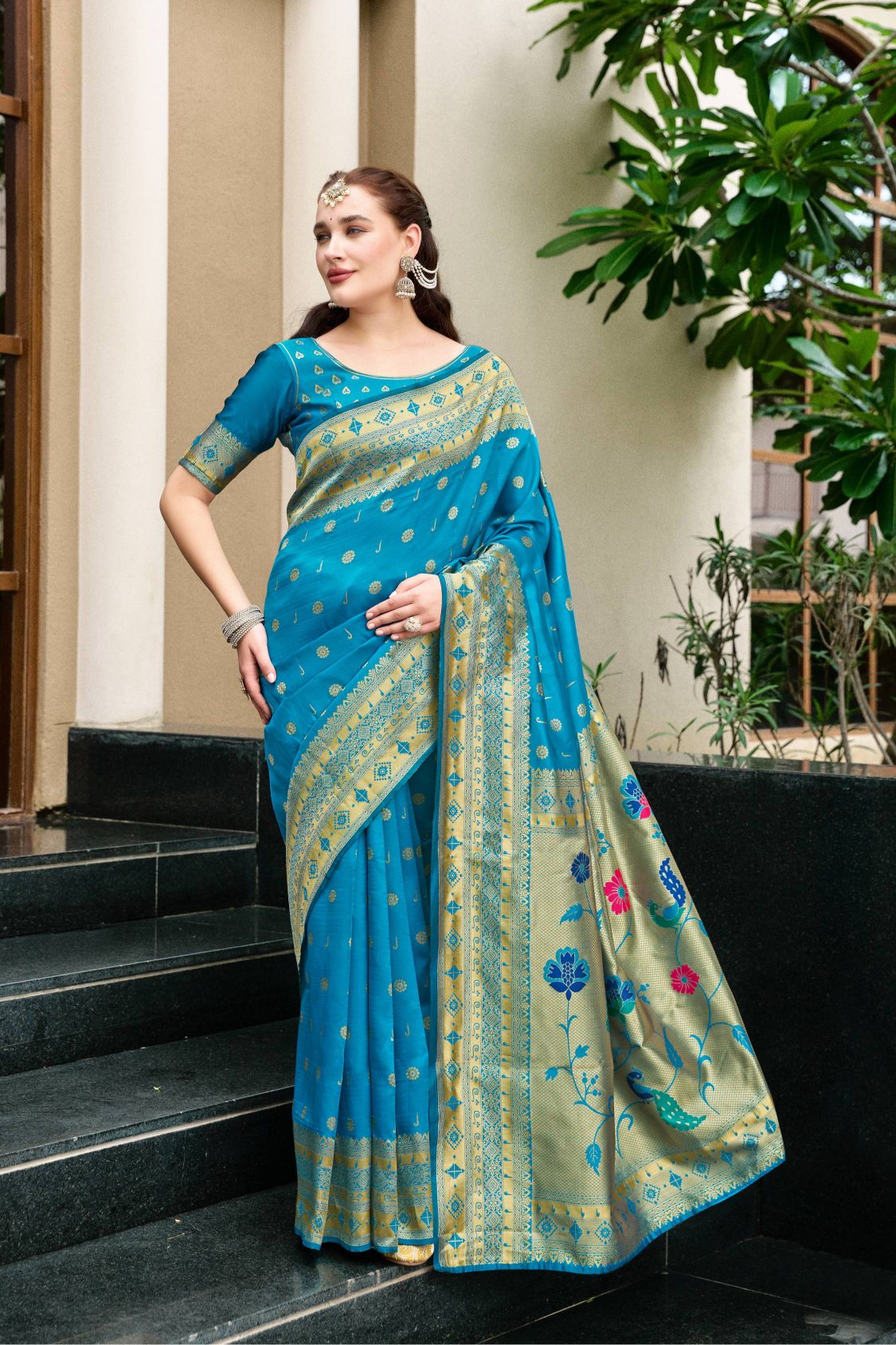 Meera 298 Party Wear Zari Weaving Worked Paithani Silk Saree with Un Stitched Blouse