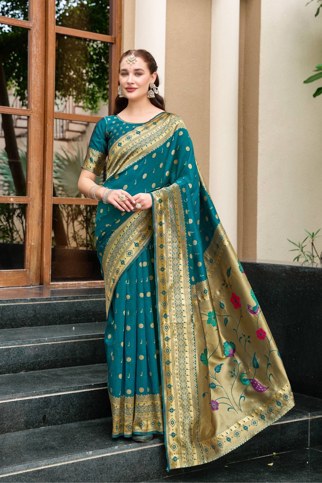 Meera 298 Party Wear Zari Weaving Worked Paithani Silk Saree with Un Stitched Blouse