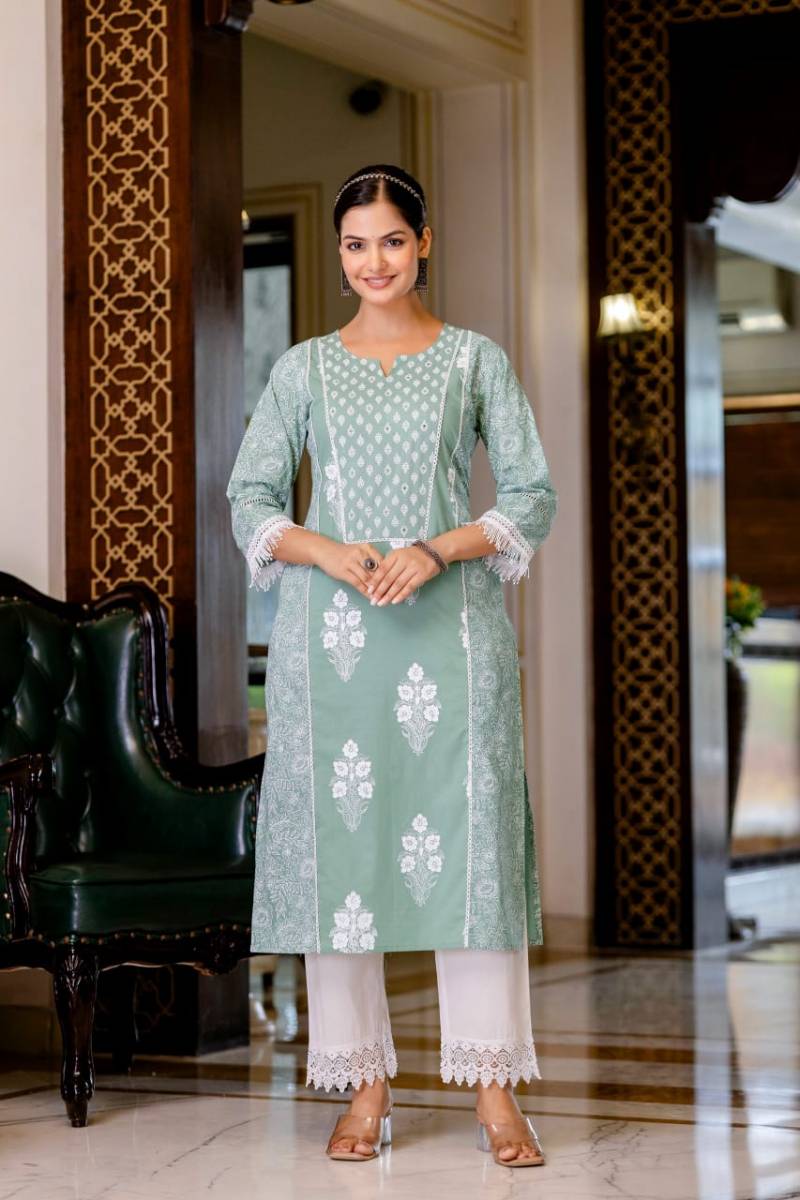 Naisha K 192 Cotton Printed Kurti Bottom With Dupatta