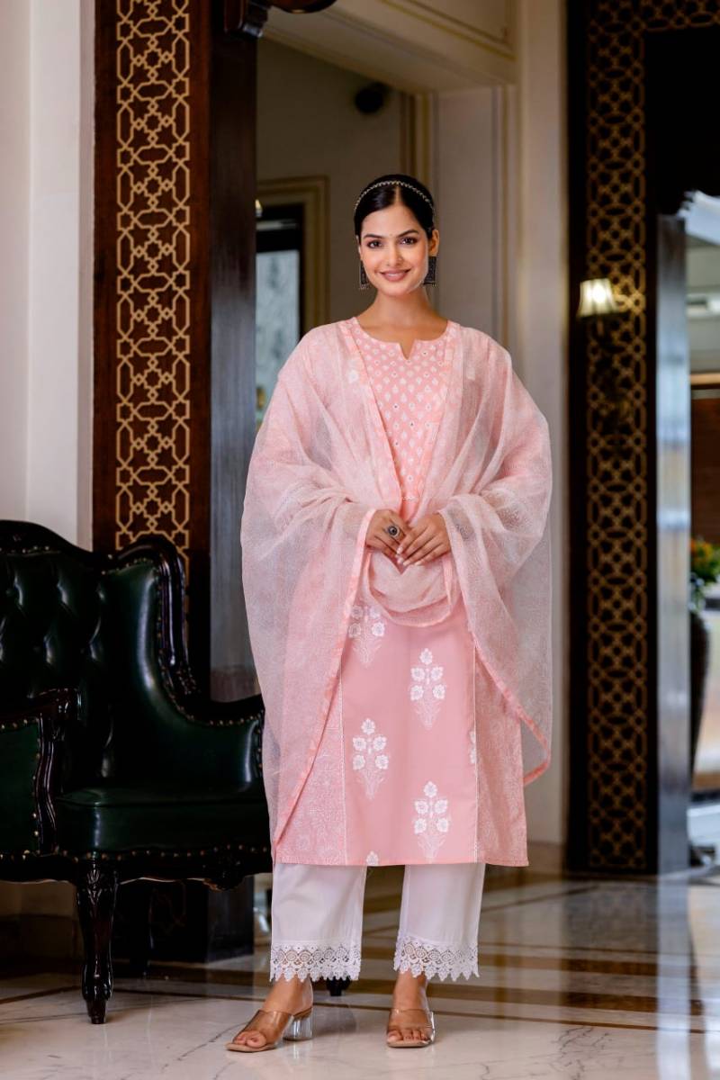 Naisha K 192 Cotton Printed Kurti Bottom With Dupatta