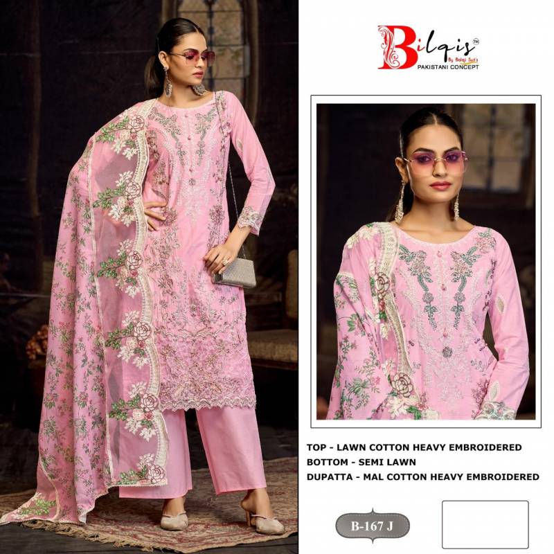 Bilqis B 167 I to L Lawn Cotton Pakistani Salwar Kameez Collection