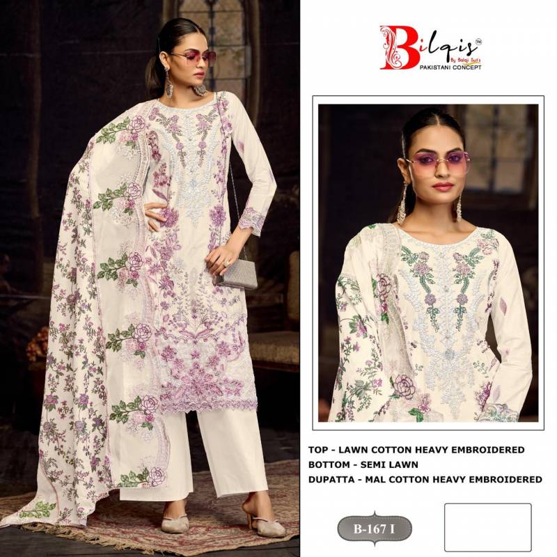 Bilqis B 167 I to L Lawn Cotton Pakistani Salwar Kameez Collection