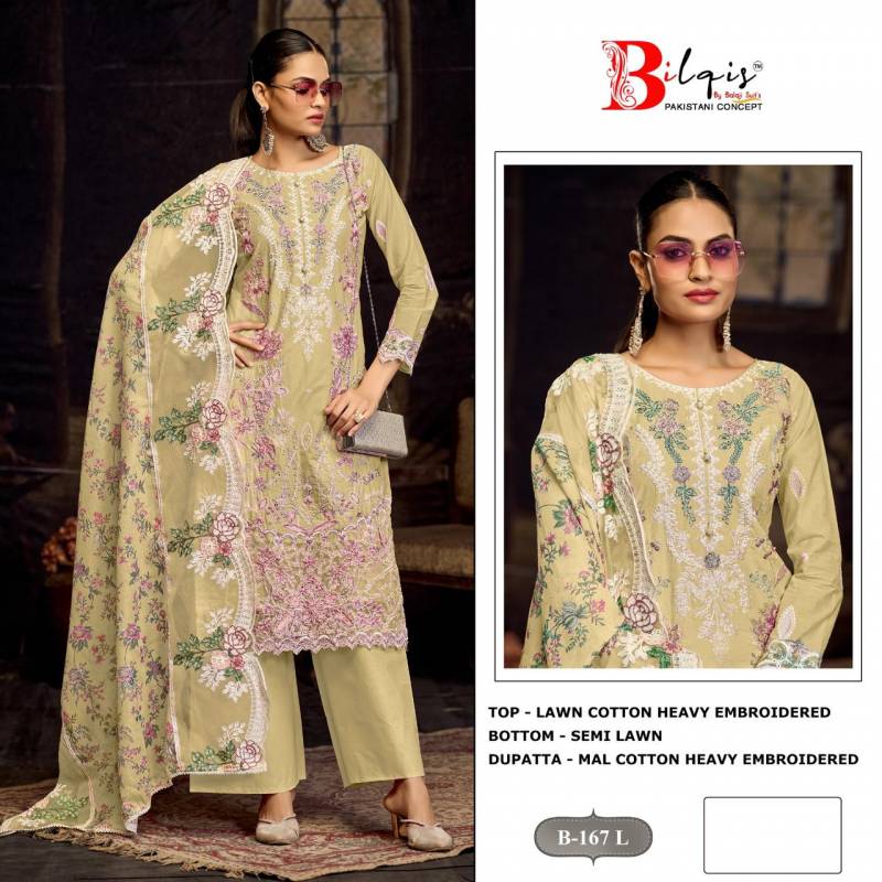 Bilqis B 167 I to L Lawn Cotton Pakistani Salwar Kameez Collection