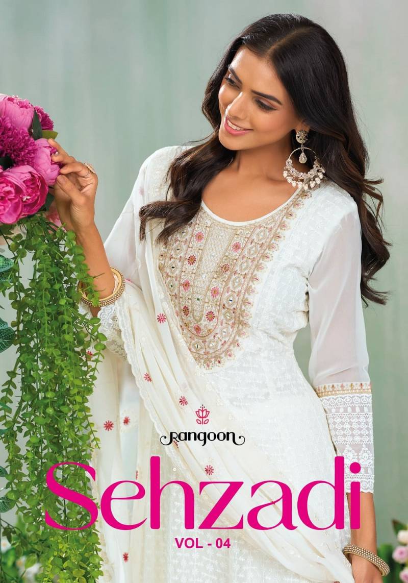 Rangoon Sehzadi Vol 4 Schiffli Georgette Anarakli Kurti Sets
