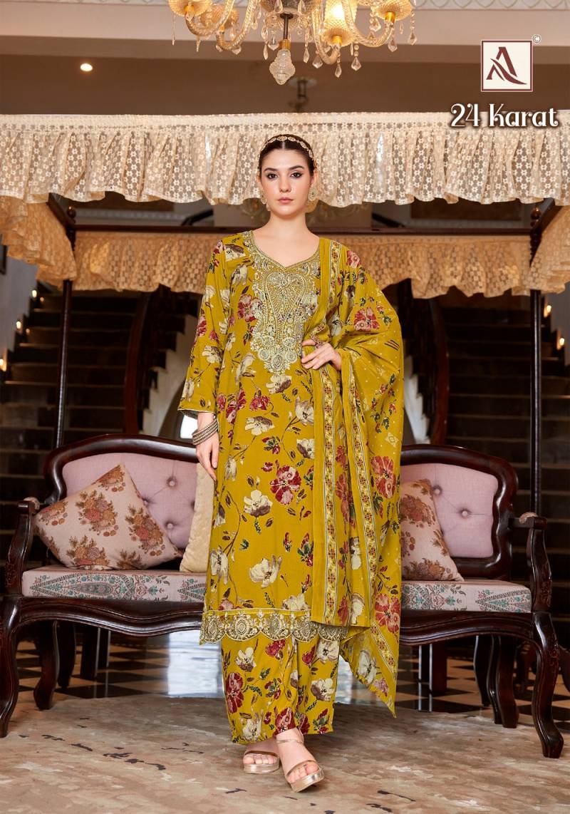 Alok 24 Karat Viscose Rayon Pakistani Dress Material Collection