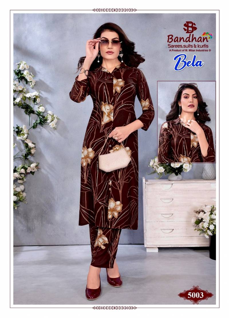 Bandhan Bela Vol 5 Fancy Rayon Printed Cord Set Collection