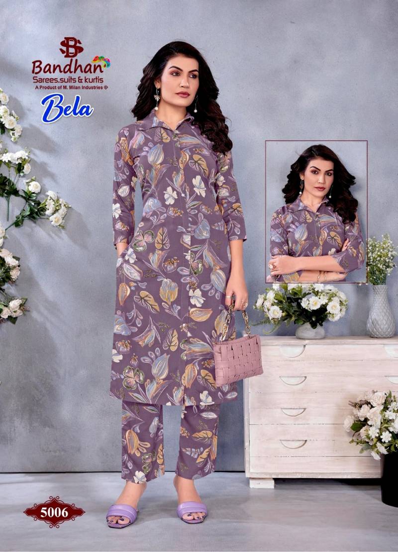 Bandhan Bela Vol 5 Fancy Rayon Printed Cord Set Collection
