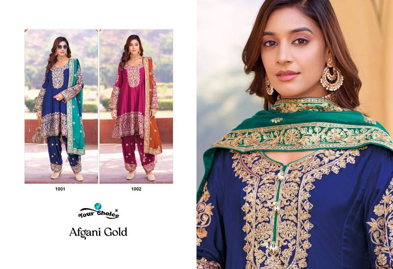 Your Choice Afghani Gold Chinon Salwar Suits Collection