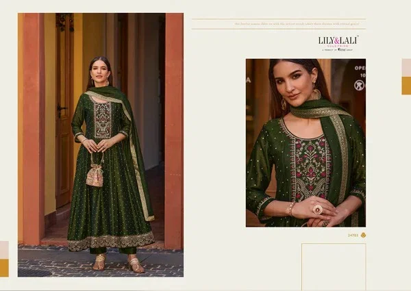 Lily And Lali Anarkali Vol 1 Designer Vichitra Silk Suit Collection