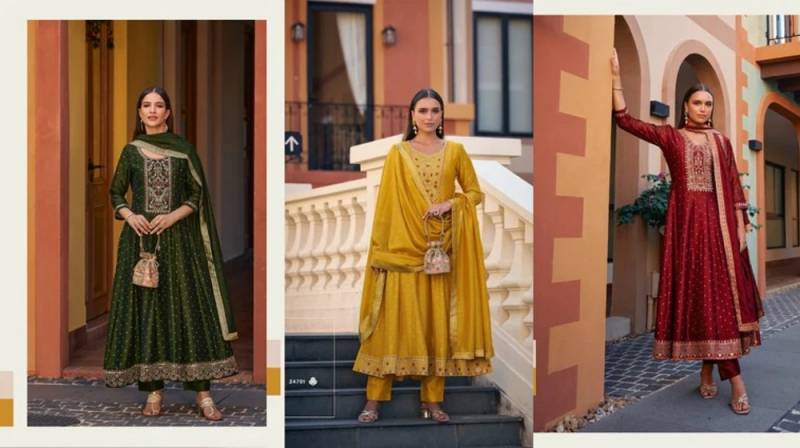 Lily And Lali Anarkali Vol 1 Designer Vichitra Silk Suit Collection