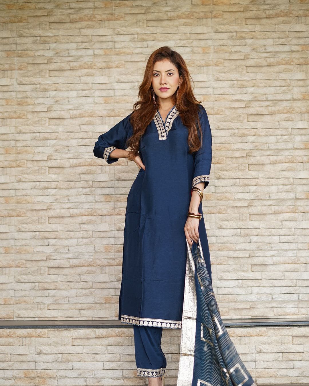 Navya Kurti 118 Party Wear Embroidery Worked Cotton Silk Kurti with Pant and Dupatta Set 