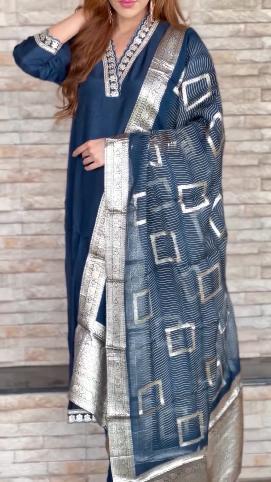 Navya Kurti 118 Party Wear Embroidery Worked Cotton Silk Kurti with Pant and Dupatta Set 